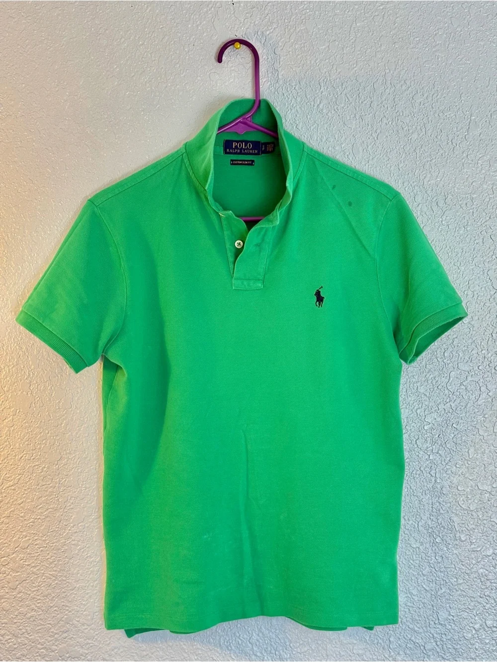 Polo by Ralph Lauren Men's Green Slim Fit Small Polo Shirt